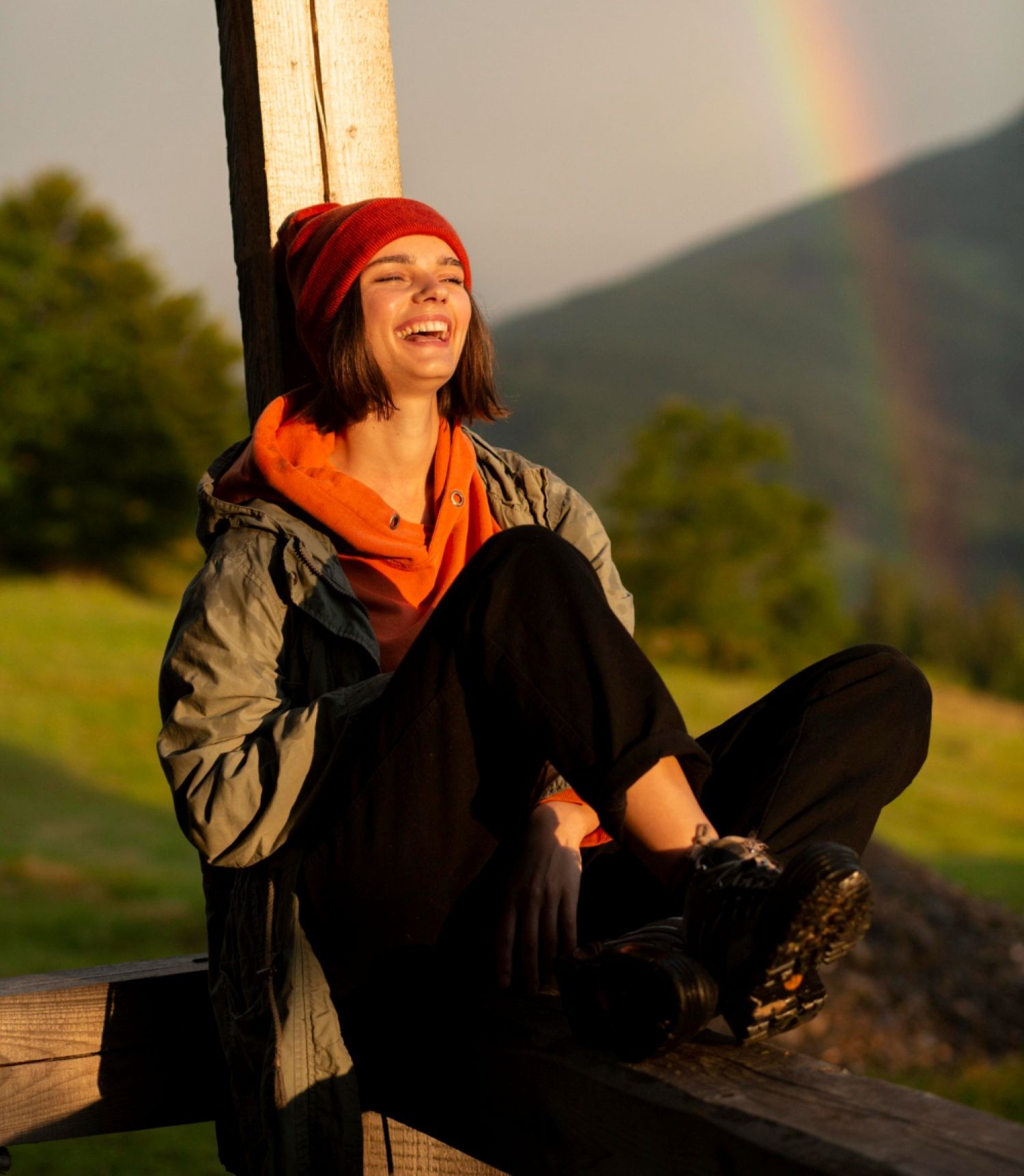 Retrato al aire libre con sol alto